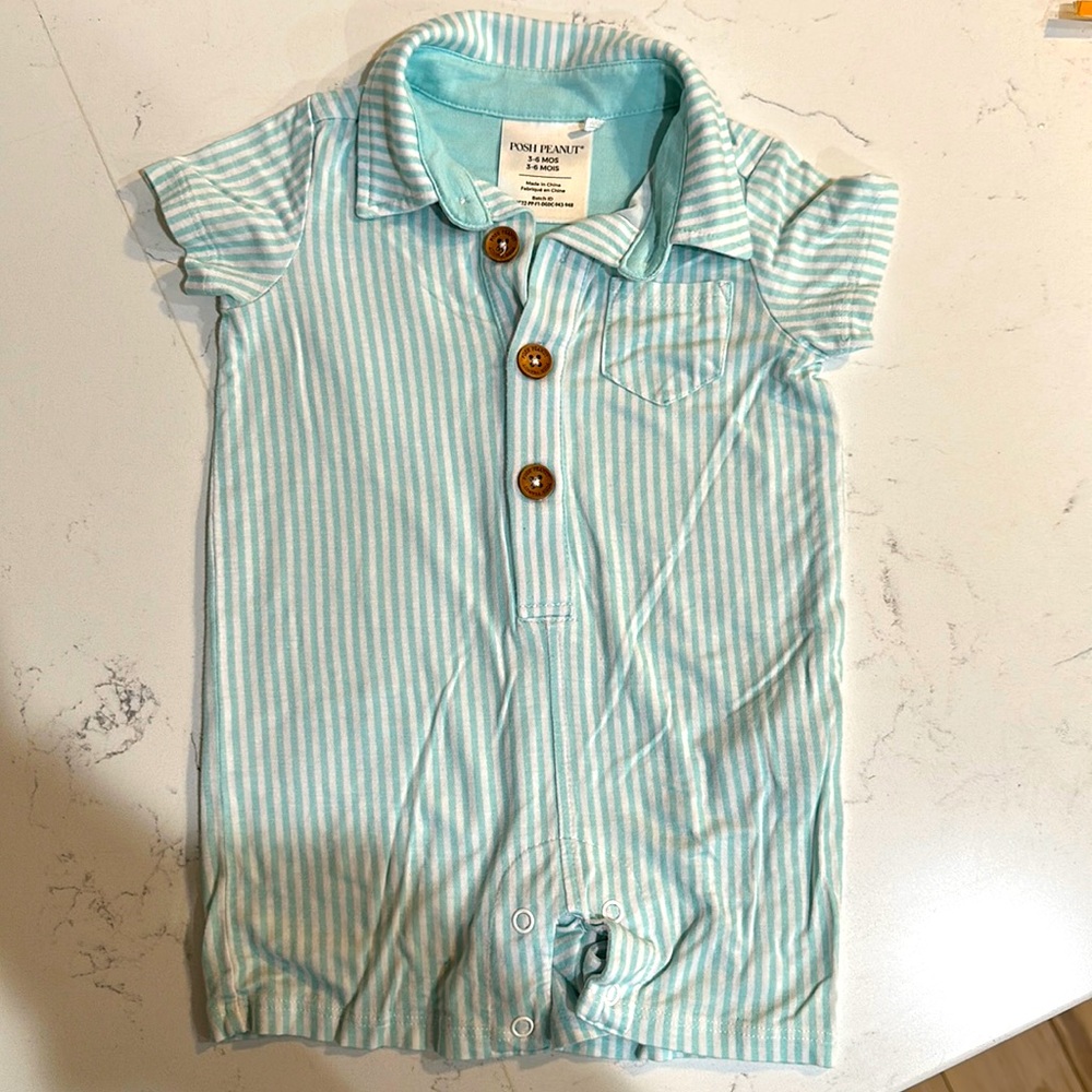 Posh Peanut teal stripe shortie